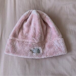 The North Face youth Pink Fleece Fuzzy Beanie Size medium